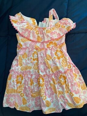 Good Lad Pink & Orange Floral Ruffle Dress